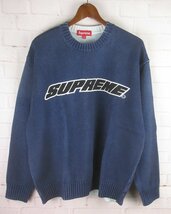 FW23972 Supreme シュプリーム コットン インディゴ ロゴ ニット M 未使用_画像1