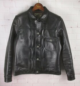 FJ24083 Y'2 LEATHER Y'2レザー 1stタイプ ホースハイド レザージャケット 38 美品 ブラック