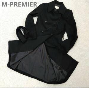 美品M-PREMIER カシミヤ92%　ウール8%　美ライン　上品コート36サイズ 黒
