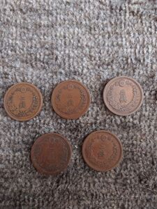 明治　竜 2銭銅貨 5枚セット　年式ランダム　古銭