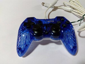 PS3 ワイヤードコントローラー HORI PAD3 mini クリアブルー 連射 ホリ