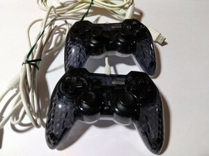 PS3 ワイヤードコントローラー HORI PAD3 mini クリアブラック 2個セット 連射 ホリ