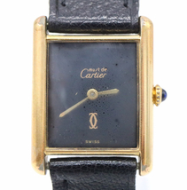 ◎【ト滝】Cartier カルティエ マスト タンク アメリカン 725 刻印 レディース 腕時計 黒文字盤 2針 スクエア DS606DEM98_画像2