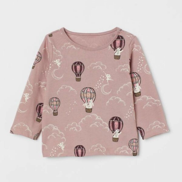 新品・未使用　H&M ロンt うさぎ　気球　ピンク色 長袖　80