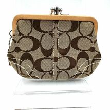 【良品】COACH　コーチ　がま口　2か所収納　シグネチャー　小銭入れ　小物入れ　W 14.5　H9.5_画像2