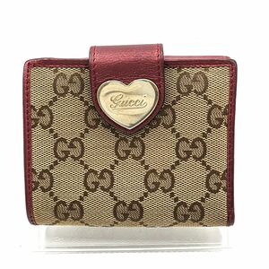 GUCCI　グッチ　GGキャンバス　Wホック財布　ハート　キャンバス×レザー　203548　W8　H10