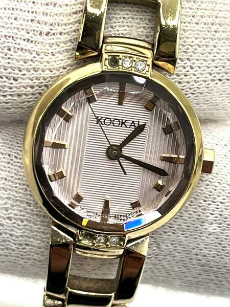 【電池切れ】KOOKAI　ライトピンク文字盤　クォーツ腕時計　レディース　ゴールド　ケース：2.0　