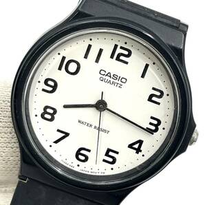 【電池切れ】CASIO カシオ クォーツ 腕時計 白文字盤 ラウンド ベルトブラック ボーイズサイズ MQ-24 ②の画像1