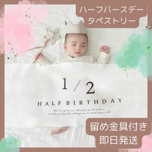 タペストリー ハーフバースデー ベビー 誕生日 飾り　赤ちゃん　ニューボーンフォト　おうちフォト　壁　おしゃれ　記念　写真　