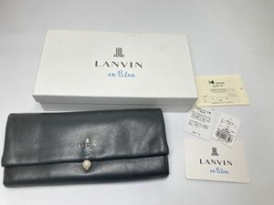 未使用 新品 LANVIN em Bleu ランバン 長財布 レザー 箱入り 0218