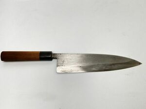 和包丁 義門 出刃包丁 全長約39.5cm 刃渡り約23.3cm 峰幅約1cm 現状品