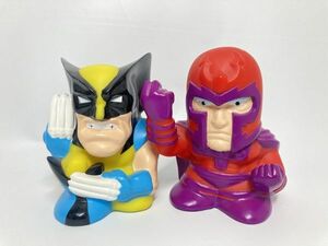 マーブルヒーローズ X-MEN ウルヴァリン マグニート ソフビ貯金箱 2点セット 高さ約11cm 0221