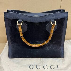 FT2/【中古品】GUCCI グッチ　ハンドバッグ バンブー　スウェード　オールドグッチ 