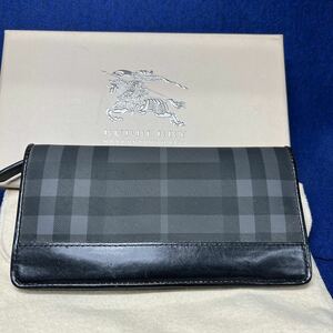 FT2/【中古品】BURBERRY バーバリー 長財布 二つ折り ノバチェック チャコール