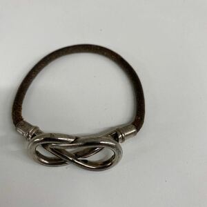 A225/【中古品】エルメス ブレスレット シルバー金具 アクセサリー HERMES ブラウン系 バングル アダメ 腕輪 ファッション コーディネート 