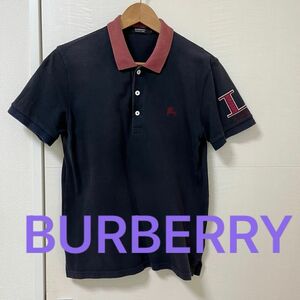 半袖◆バーバリーBURBERRY ポロシャツ◆紺　ブルーレーベル