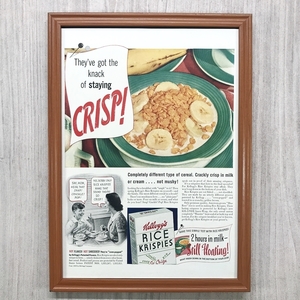 ■即決◆1939年(昭和14年) Kellogg's ケロッグ ライスクリスピー 戦前【B4-7636】アメリカ ビンテージ雑誌広告【B4額装品】当時物 ★同梱可