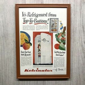 ■即決◆1948年(昭和23年) Kelvinator ケルビネーター 冷蔵庫【B4-8435】アメリカ ビンテージ雑誌広告【B4額装品】当時物/本物広告★同梱可