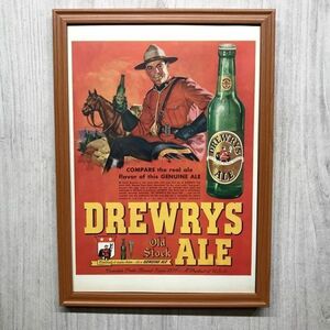 ■即決◆1948年(昭和23年) DREWRYS OLD STOCK ALE ビール【B4-6068】アメリカ ビンテージ雑誌広告【B4額装品】当時物/本物広告 ★同梱可