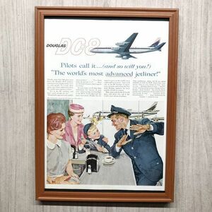 ■即決◆1959年(昭和34年) DOUGLAS ダグラス DC-8 ジェットライナー【B4-4038】アメリカビンテージ雑誌広告【B4額装品】当時物広告★同梱可