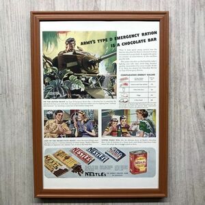 ◆即決◆1942年(昭和17年) ネッスル チョコレート 戦時中食 レーション【B4-7235】アメリカ ビンテージ雑誌広告【B4額装品】当時物★同梱可