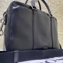 1円 人気モデル COACH コーチ クロスグレーン レザー メンズ ビジネスバッグ ブリーフケース 2way ショルダー ブラック オールレザー 黒_画像1