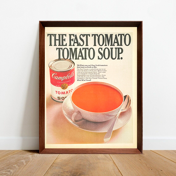 キャンベル スープ 広告 ポスター 1960年代 アメリカ ヴィンテージ 雑誌 【額付】