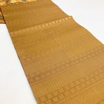 1円～ 袋帯「織の宝石」佐波理綴錦 24k 本金箔 甲冑蜀甲録 金糸 ラメ糸 刺繍 花 蝶 ゴールド グリーン y217-2320683【Y商品】和装 着物 14_画像10