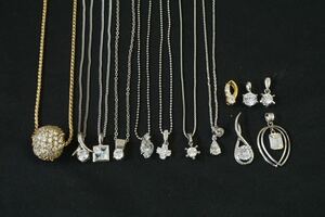 C105 CZ ジルコニア ネックレス ペンダント 13点セット アクセサリー 大量 まとめて おまとめ まとめ売り キュービックジルコニア 