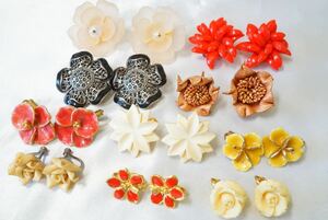 B404 海外製など 花 フラワー ヴィンテージイヤリング 10点セット アクセサリー 両耳揃い アンティーク 大量 まとめて おまとめ まとめ売り