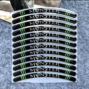 Monster energy モンスターエナジー リムステッカー 12枚/シート バイク ホイール モンエナ Bike stickers フロントホイール　デカール