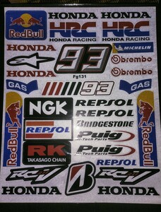 防水反射　Honda HRC ホンダ　バイクステッカー　ステッカー　ヘルメットステッカー MotoGP タンクステッカー　デカール Sticker #93