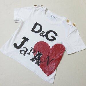 BM89　DOLCE&GABBANA　ドルチェ&ガッバーナ　ホワイト　ロゴ　ハート　D&G　半袖　Tシャツ　3　イタリア製　キッズ　子供服 【メ便】