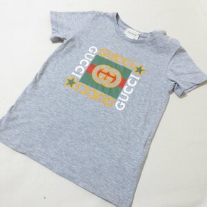 BM102　GUCCI　グッチ　チルドレンズ　グレー　ロゴ　GG　プリント　半袖　Tシャツ　36　キッズ　子供服　イタリア製　【