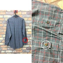 SD7-788★USA古着★状態良好【TOMMY HILFIGER トミーヒルフィガー】片ポケット 長袖 ボタンダウン チェックシャツ【メンズ L】灰 ゆるダボ_画像7