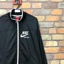 ME7-452★美USED★正規品★【NIKE ナイキ】両面プリント フルジップ ハイネック ウィンドジャケット【メンズ L】黒 薄手 シャカシャカ生地_画像9