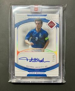マルディーニ 2022 Panini National Treasures FIFA Soccer Paulo Maldini /99 On Card Auto 直書き 直筆サイン レデンプション未開封品