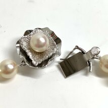 f001 B 真珠 パール 2連ネックレス 重量72g 約6.8mm珠 全長101cm Silver刻印 シルバー pearl necklace jewellry ジュエリー_画像4