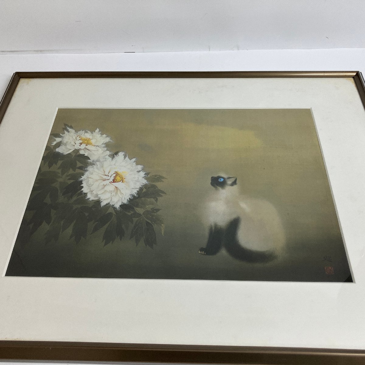 f001 G Matazou Kayama Cat No. 50 Precision reproduction 4-color offset 3-color lithograph reproduction Framed approx. 57cm x 45cm, artwork, painting, others