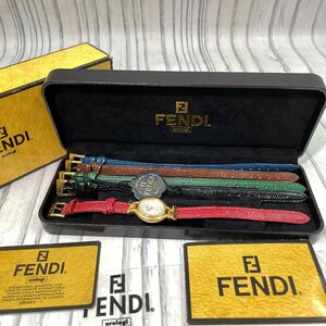 m002 H4(60) FENDI フェンディ 腕時計 カメレオン チェンジベルト 640L レディース クオーツ レザー替えベルト5本付 不動 ジャンク