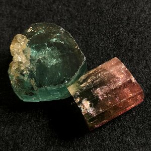 m001 E(60) 10. バイカラー トルマリン ウォーターメロン ピンク×グリーン クリア×グリーン 鉱石標本 結晶 原石