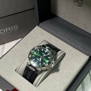 m002 D1(60)1円～ ORIS オリス 7730 自動巻 ダイバーウォッチ アクイス デイト 裏スケ グリーン文字盤 腕時計 メンズ 保管ケース付