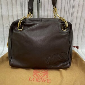 m002 C2(80) LOEWE ロエベ シープスキン ショルダーバッグ 革 レザー 茶 ブラウン カバン 鞄 保管袋付き レディース