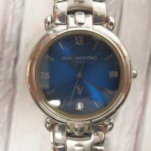 f002 Z2 60.シルビオバレンチノ SILVIO VALENTINO V006M メンズ腕時計 クォーツ デイト 文字盤ブルー 電池切れ ネコポス385円