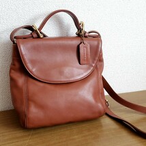 966◆90s オールドコーチ OLD COACH ショルダーバッグ No.H6C-4158 茶 ブラウン レザー 本革 USED 中古_画像1