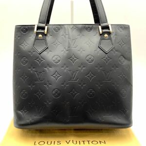 LOUIS VUITTON 美品 ヒューストン ヴェルニ ハンド バッグ トート バッグ ショルダー モノグラム マット ブラック ブラウン ヴィトン 