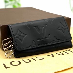 美品 LOUIS VUITTON ヴェルニ ミュルティクレ キーケース 4連 キーチェーン ブラック ノワール 男女兼用 ヴィトン 