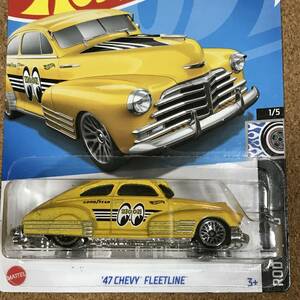 [155Y] '47 CHEVY FLEETLINE, MOONEYES, ムーンアイズ, 黄色 , ベーシックカー【ホットウィール】