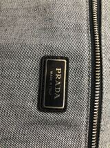 【送料無料】PRADA プラダ ドリル トートバッグ ショルダーバッグ 2VG081 デニム ブルー エンボスロゴ トライアングルロゴ_画像6