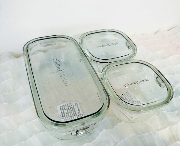 iwakiイワキ耐熱ガラス保存容器　3点セット　クールグレー